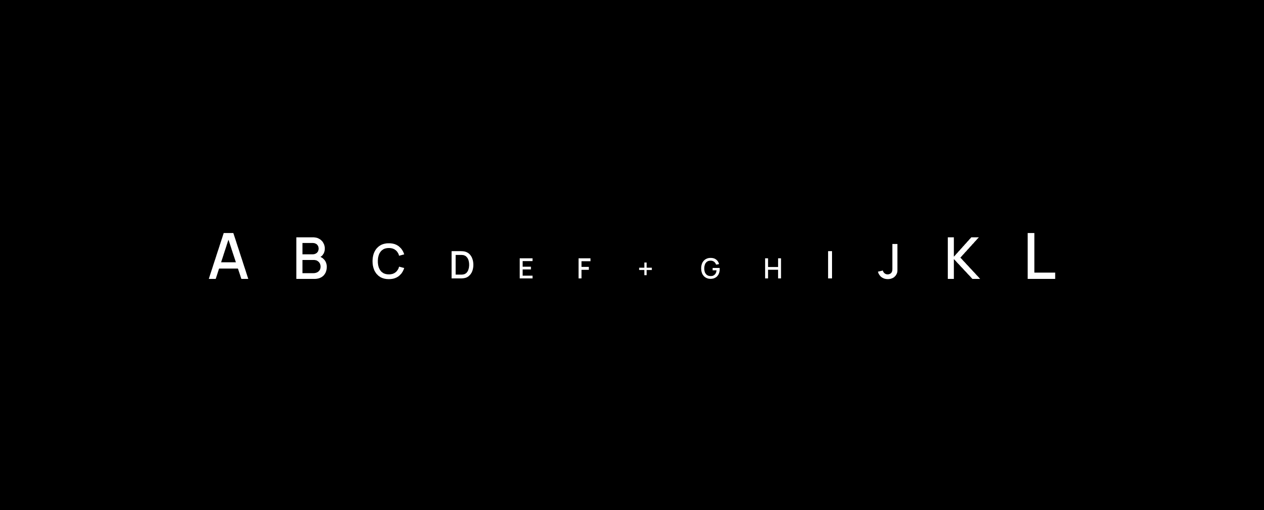 Central vision test with outer letters twice the size