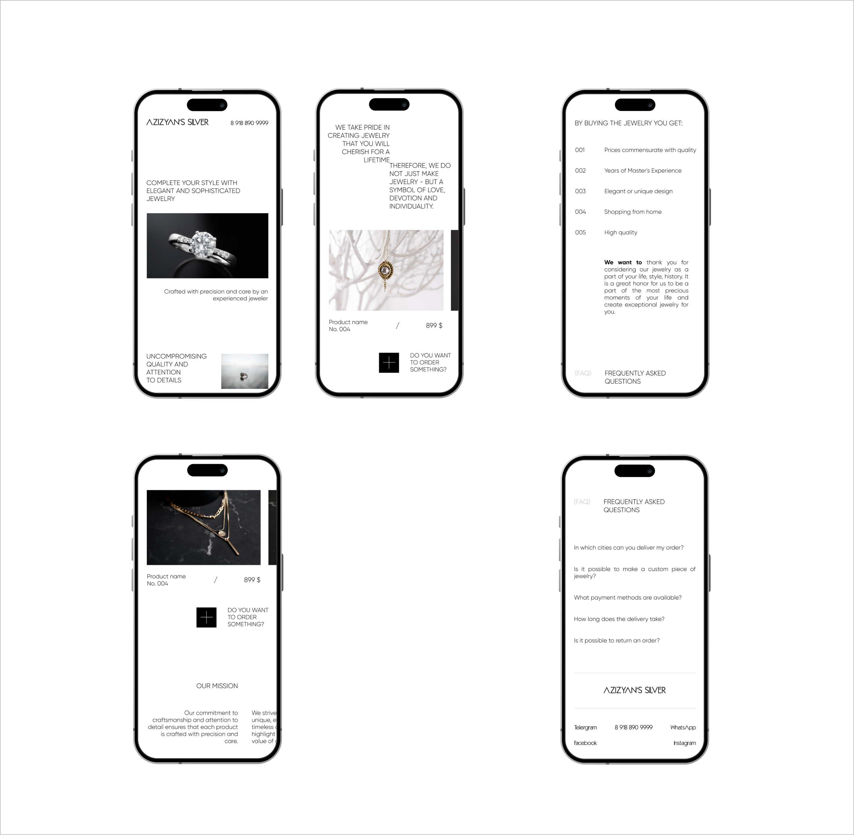 Luxury jewelry boutique — mobile screens