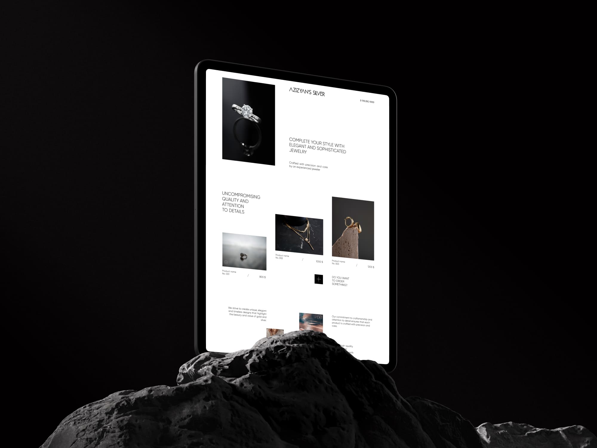 Luxury jewelry boutique on tablet