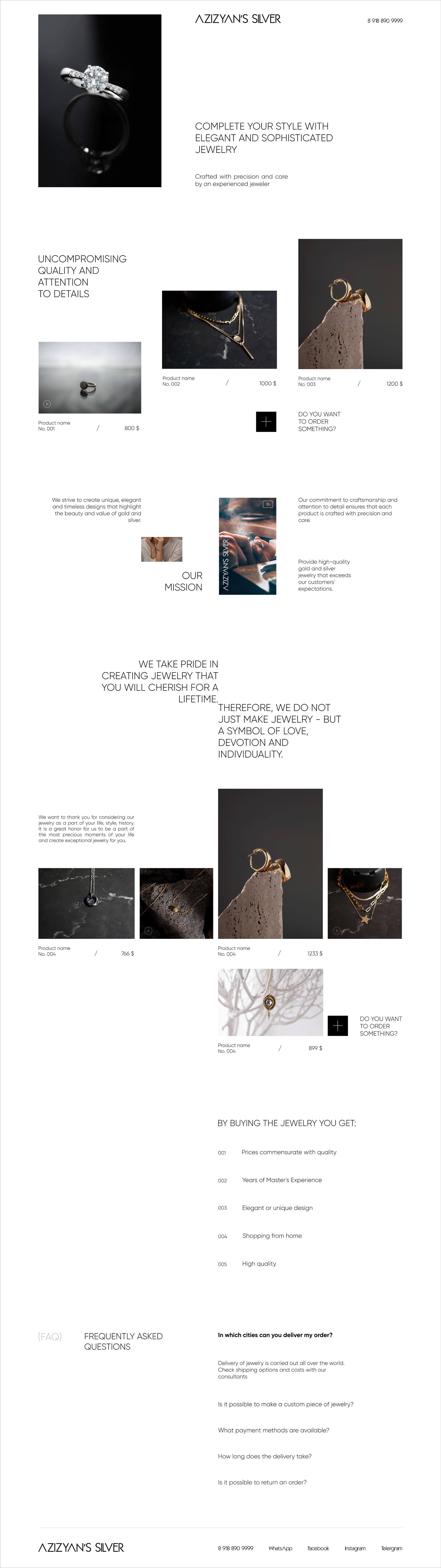 Luxury jewelry boutique — full homepage design