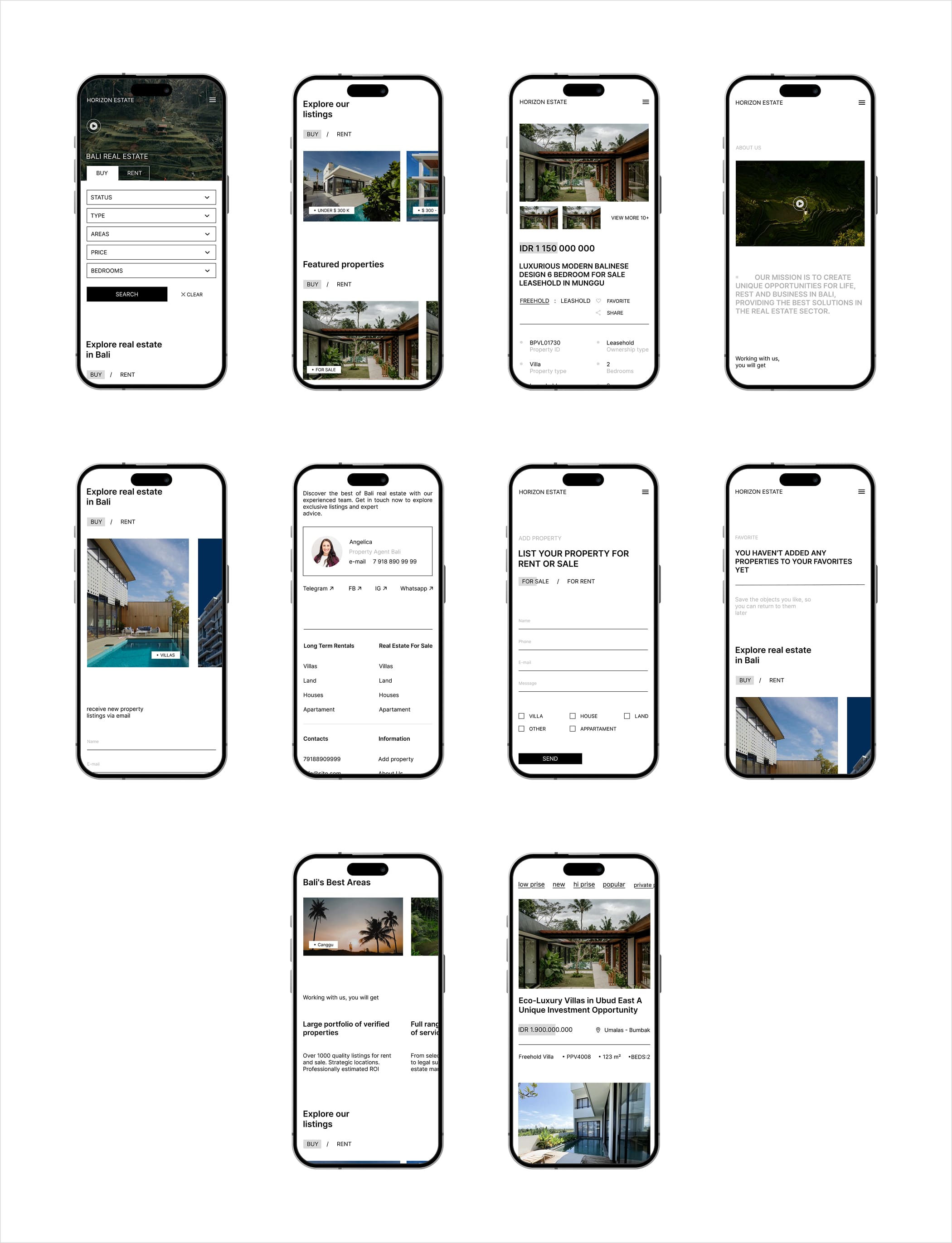 Bali real estate on mobile