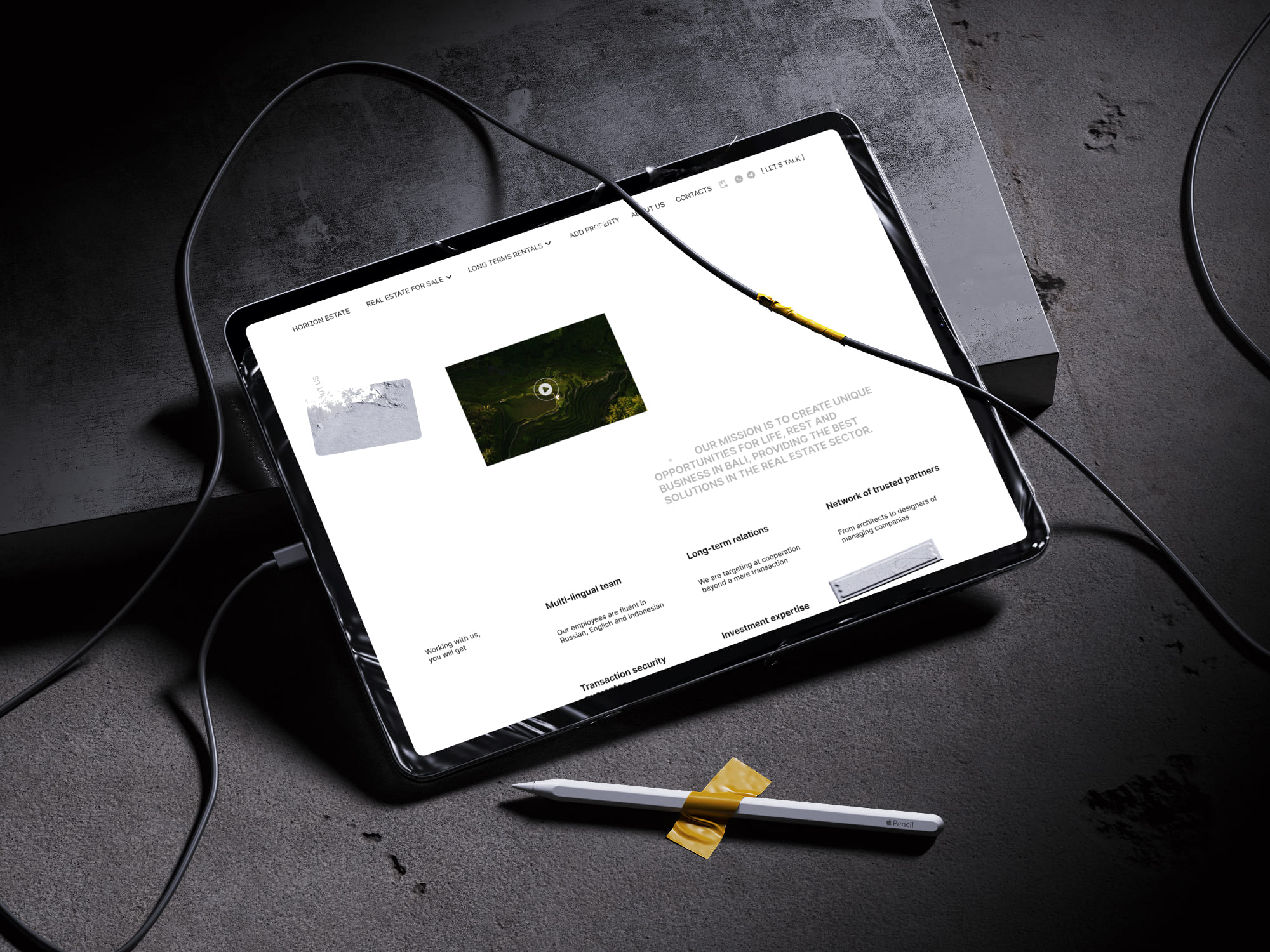 Bali real estate on tablet
