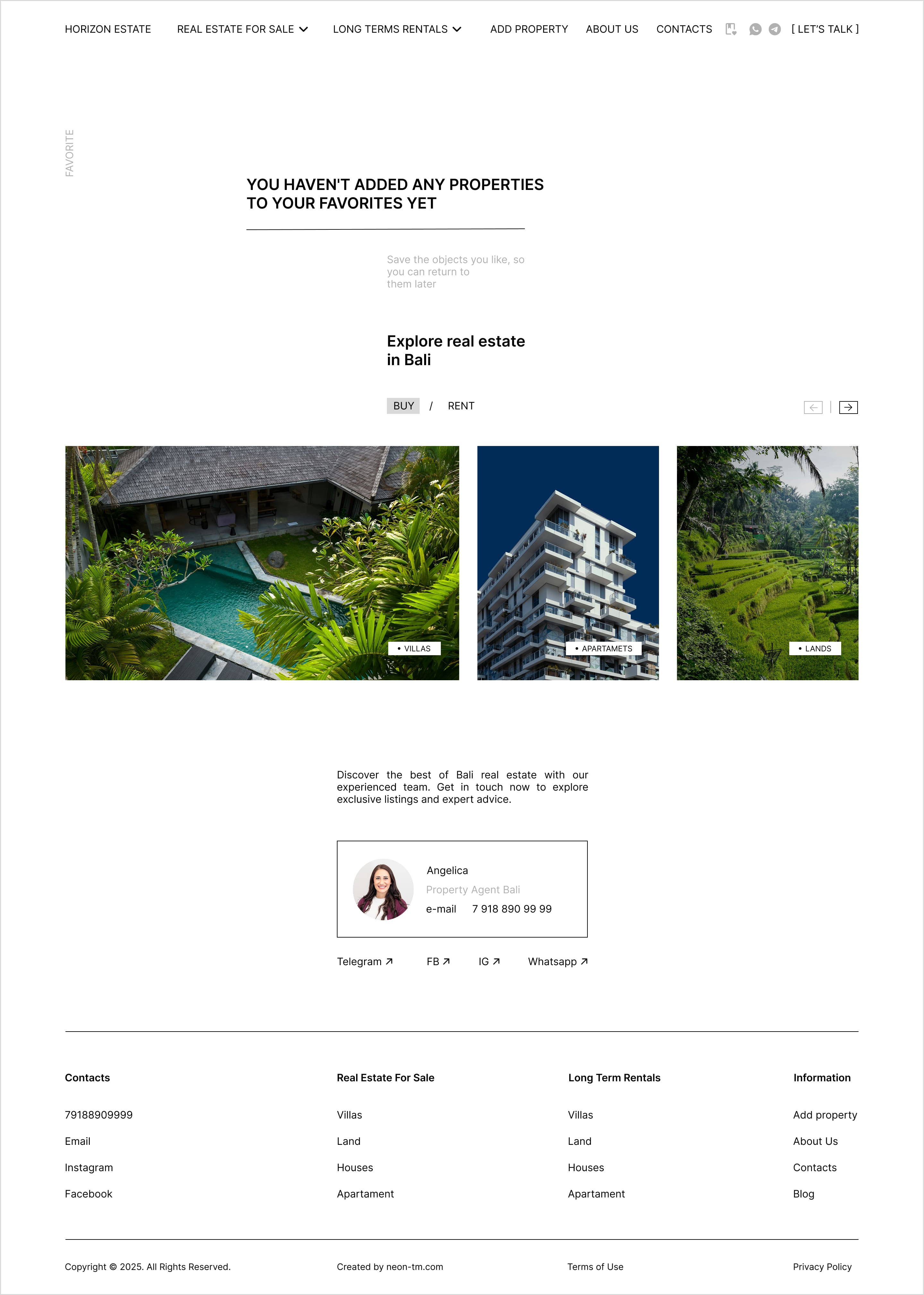 Bali real estate — saved favourites