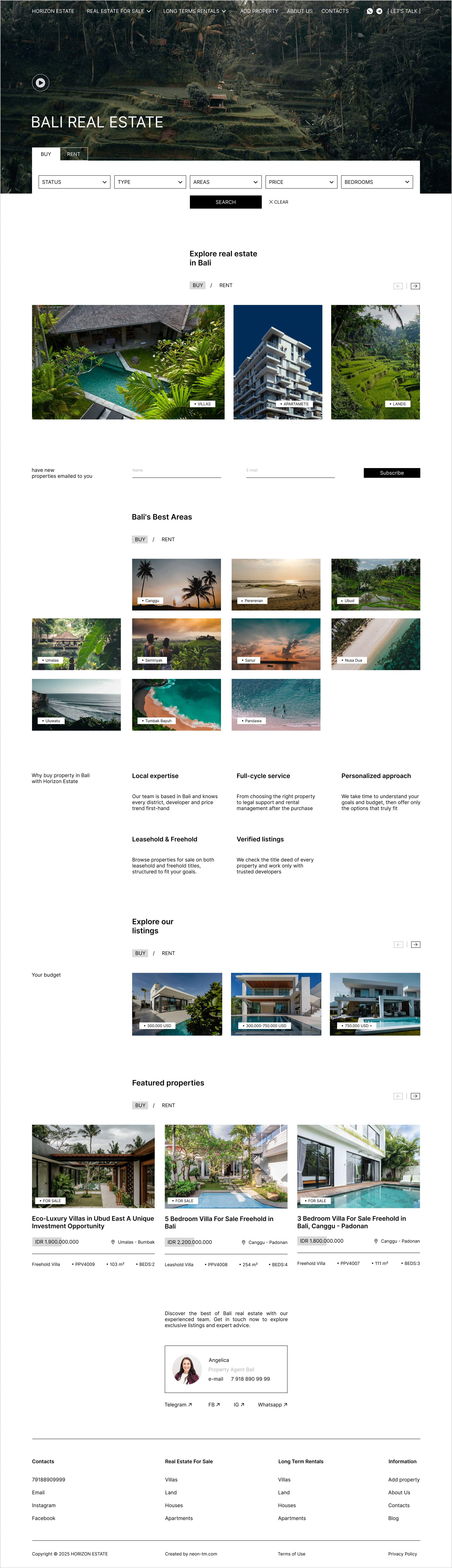Bali real estate — homepage