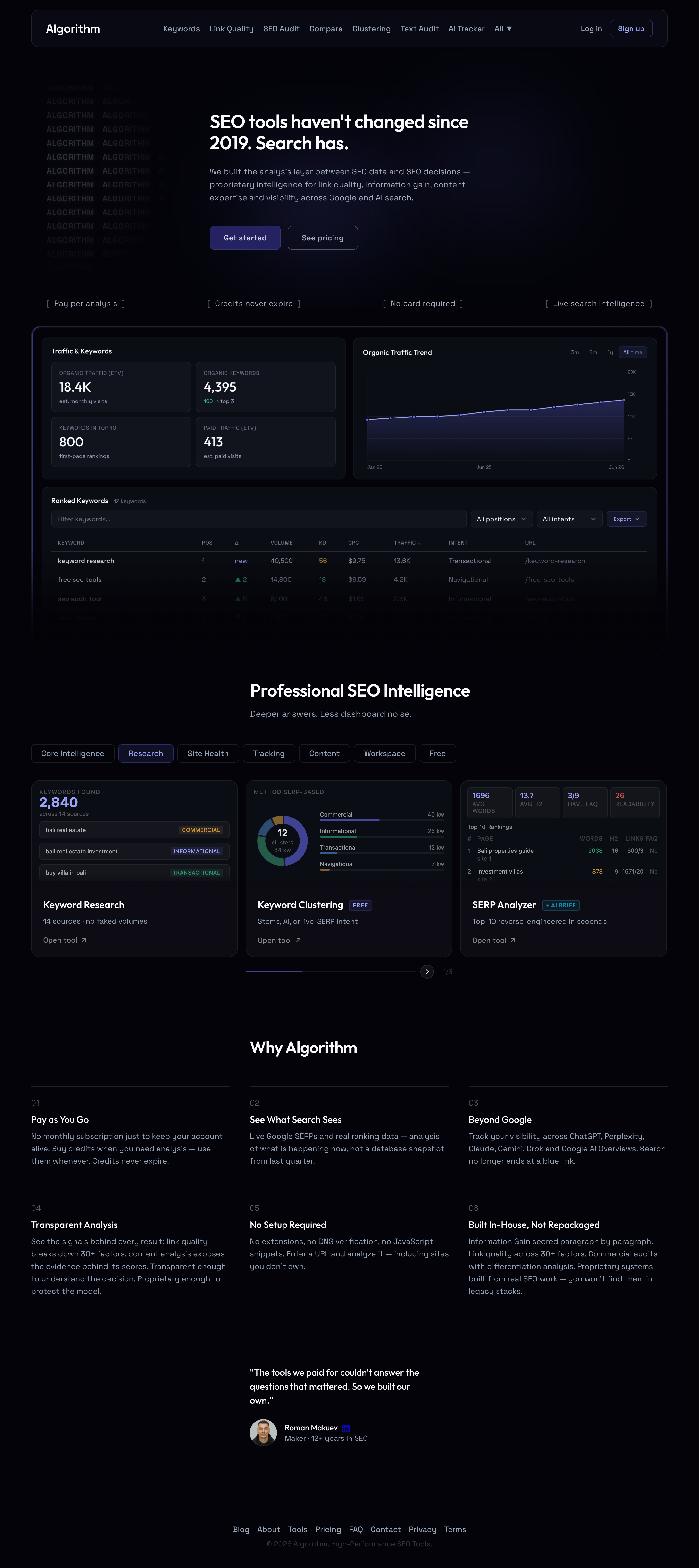 SEO Algorithm — homepage design