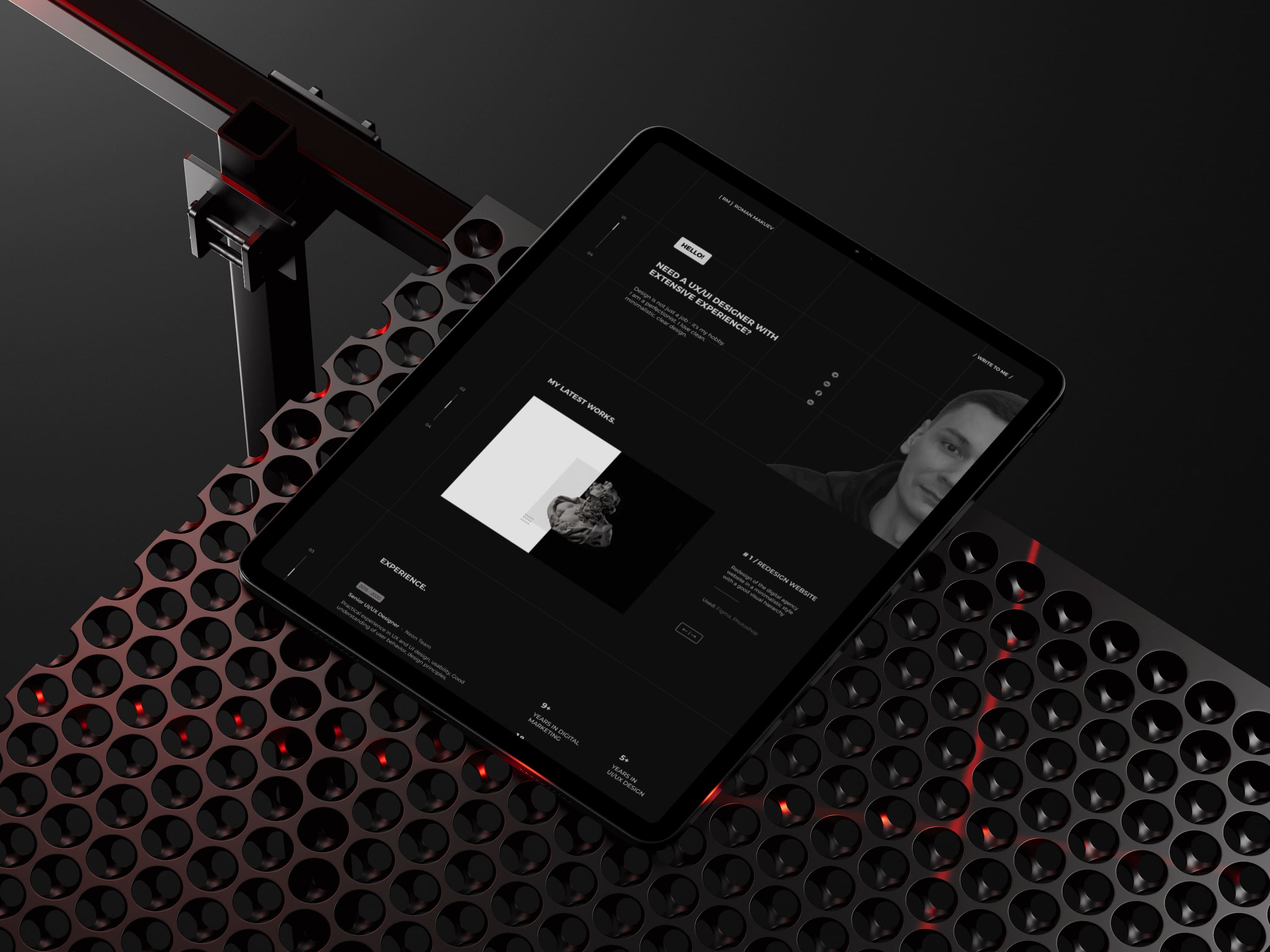 Web designer portfolio on tablet