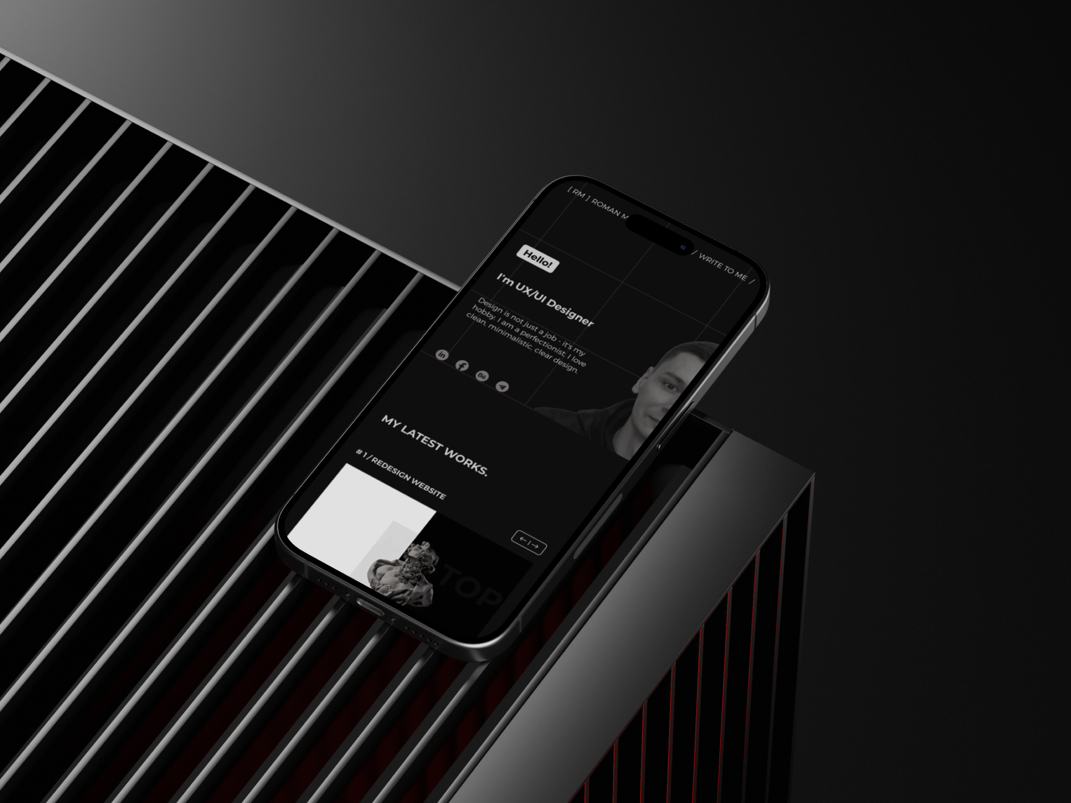Web designer portfolio on iPhone