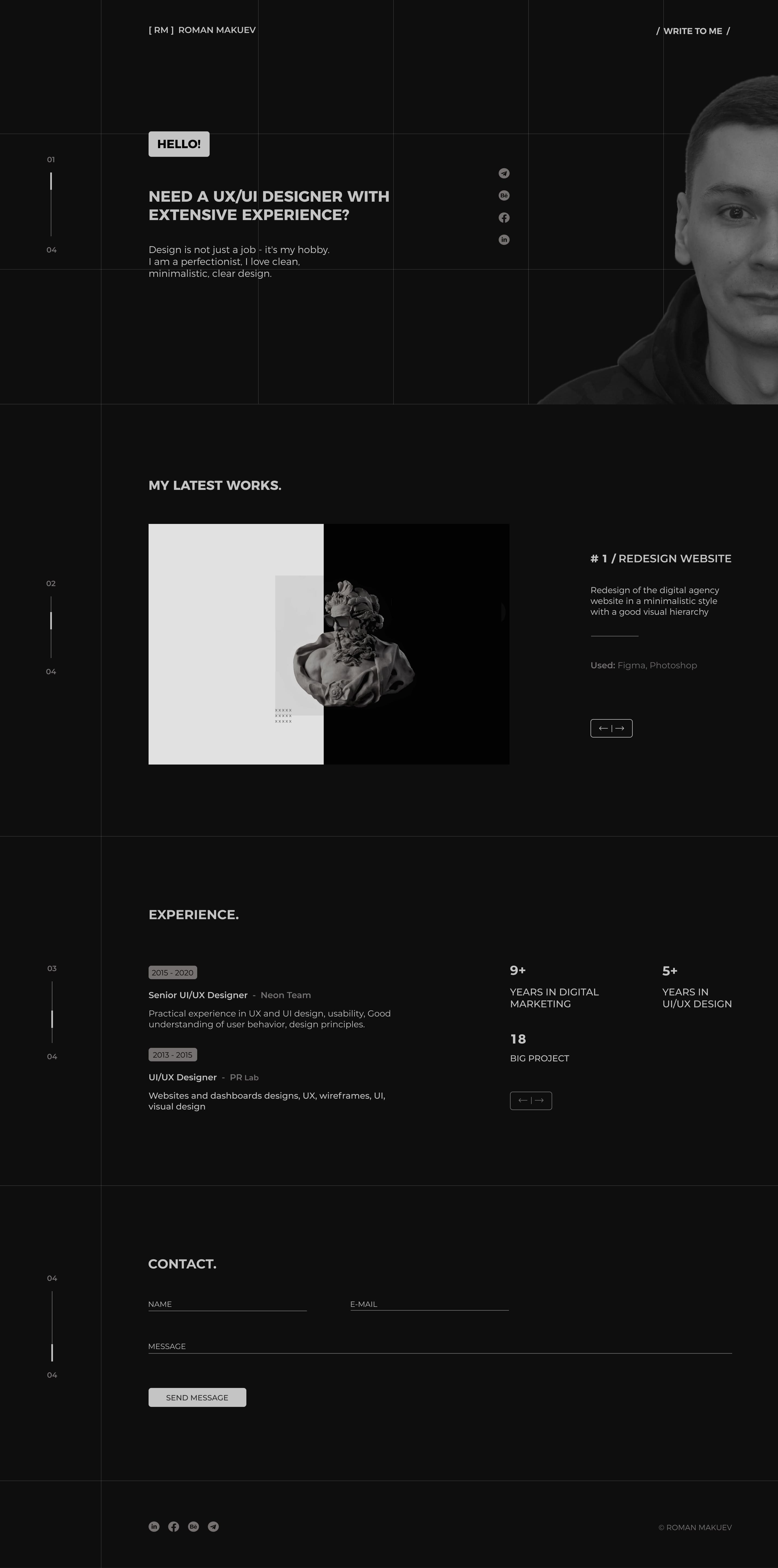 Web designer portfolio — full homepage design