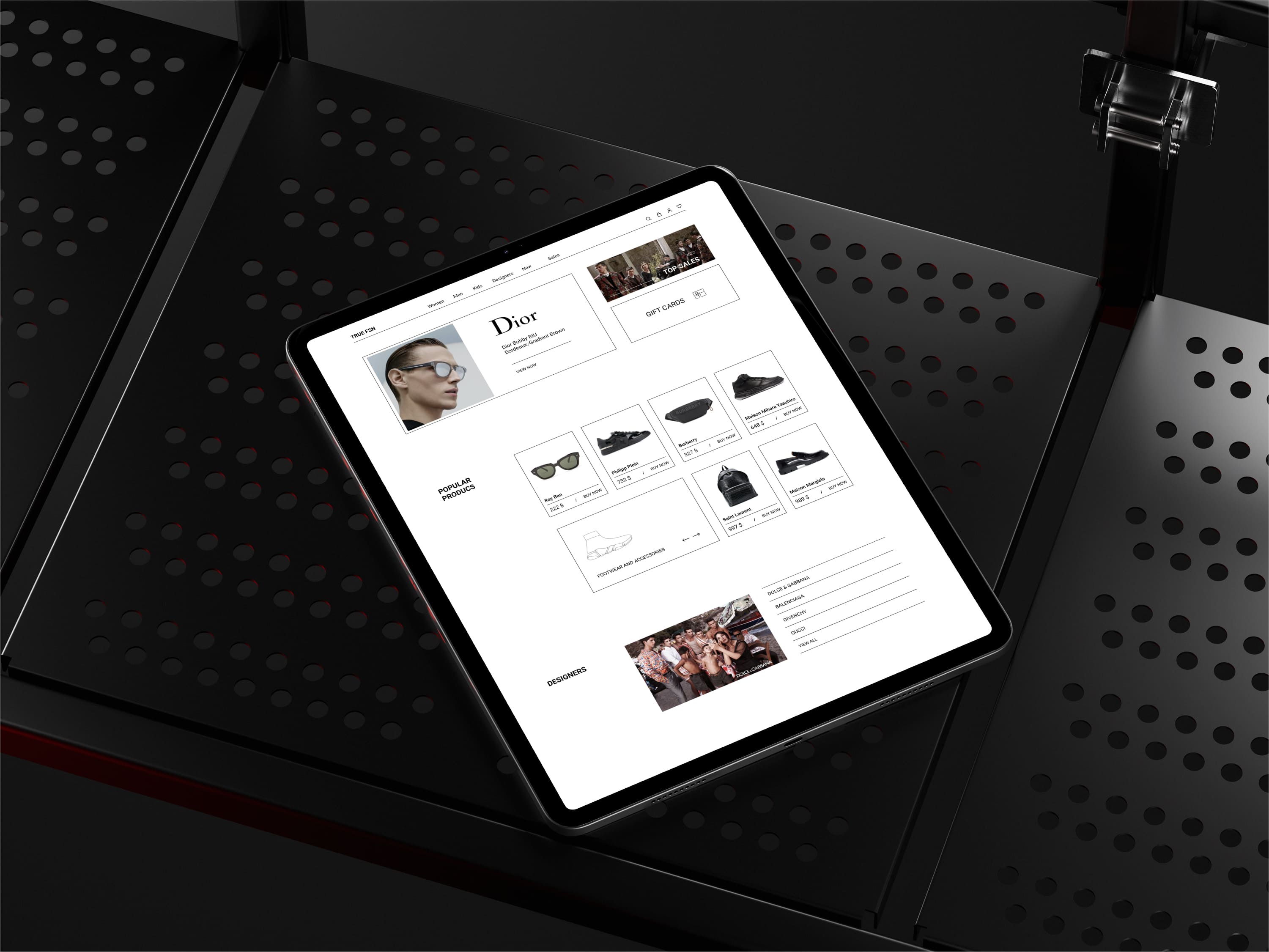 Luxury online store on tablet
