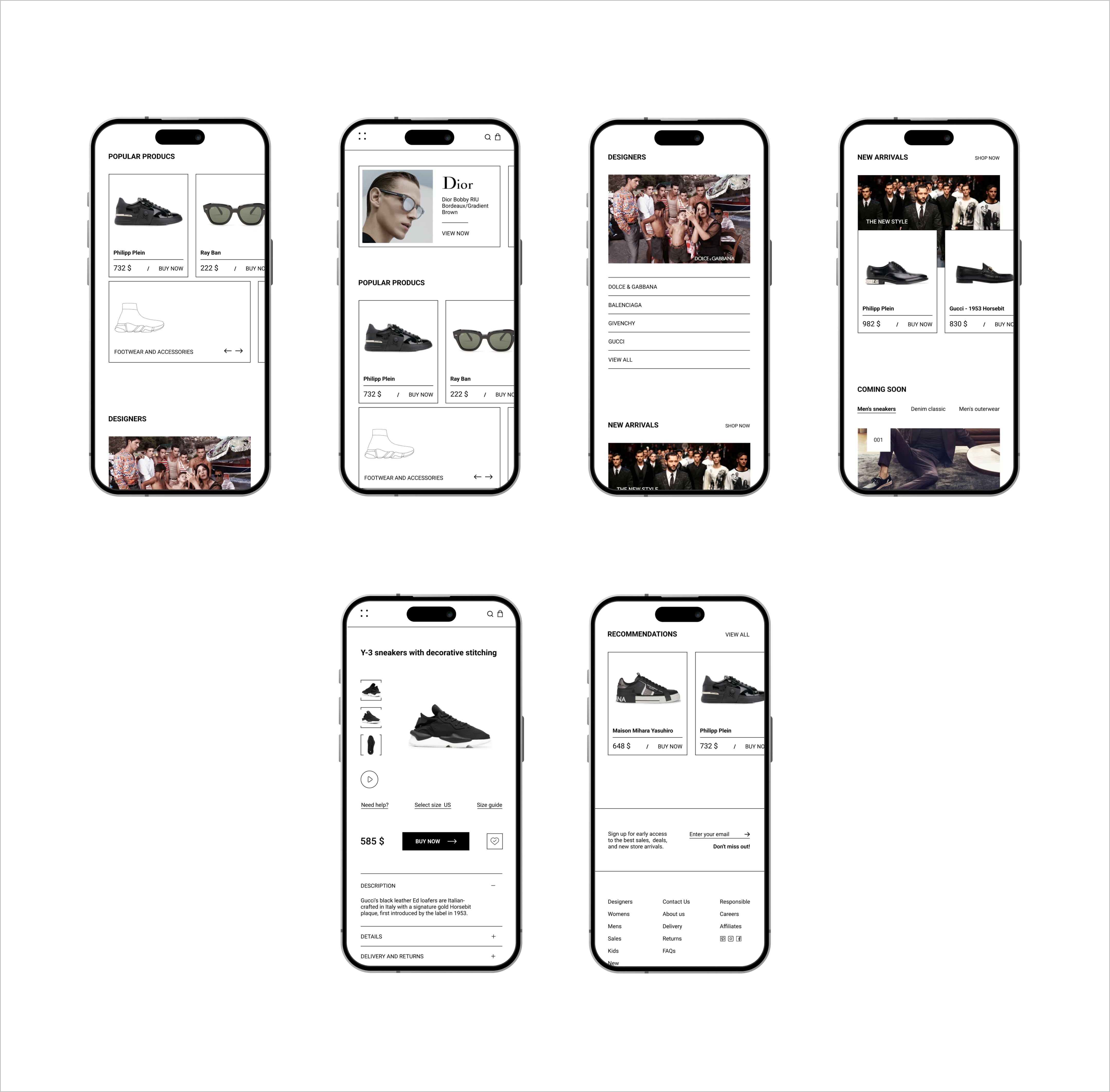 Mobile version of the luxury online store