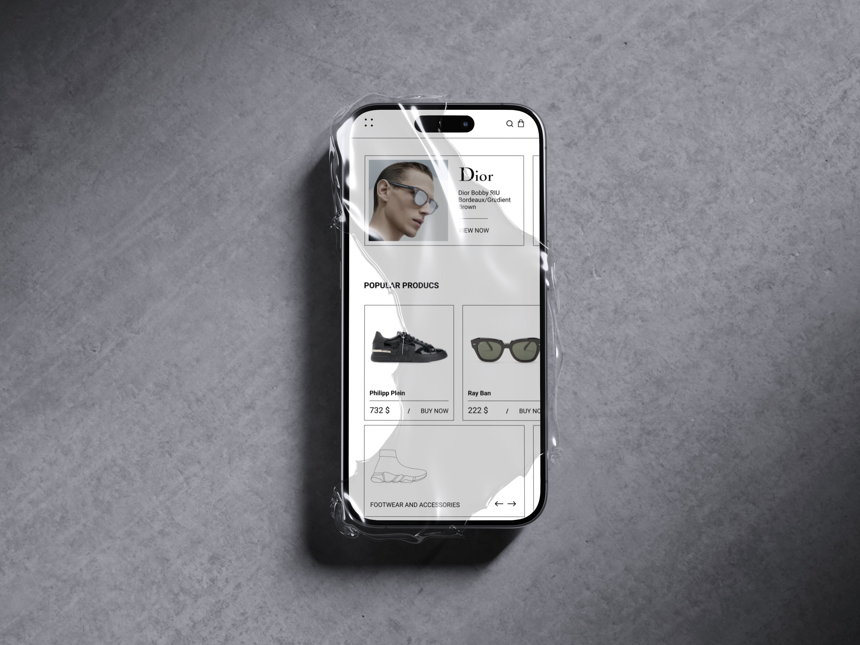 Luxury store — mobile version on concrete