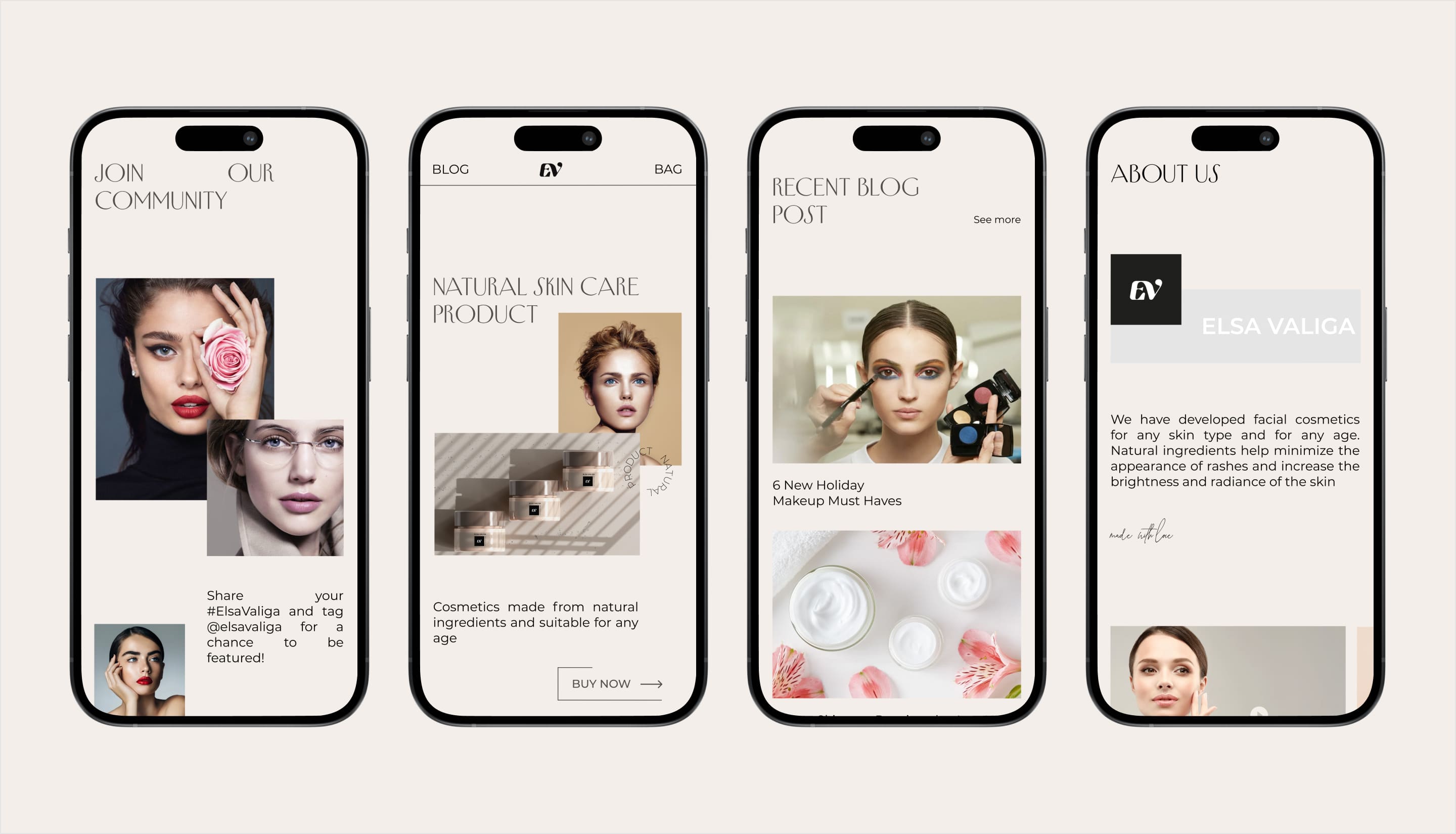 Cosmetics brand — mobile screens