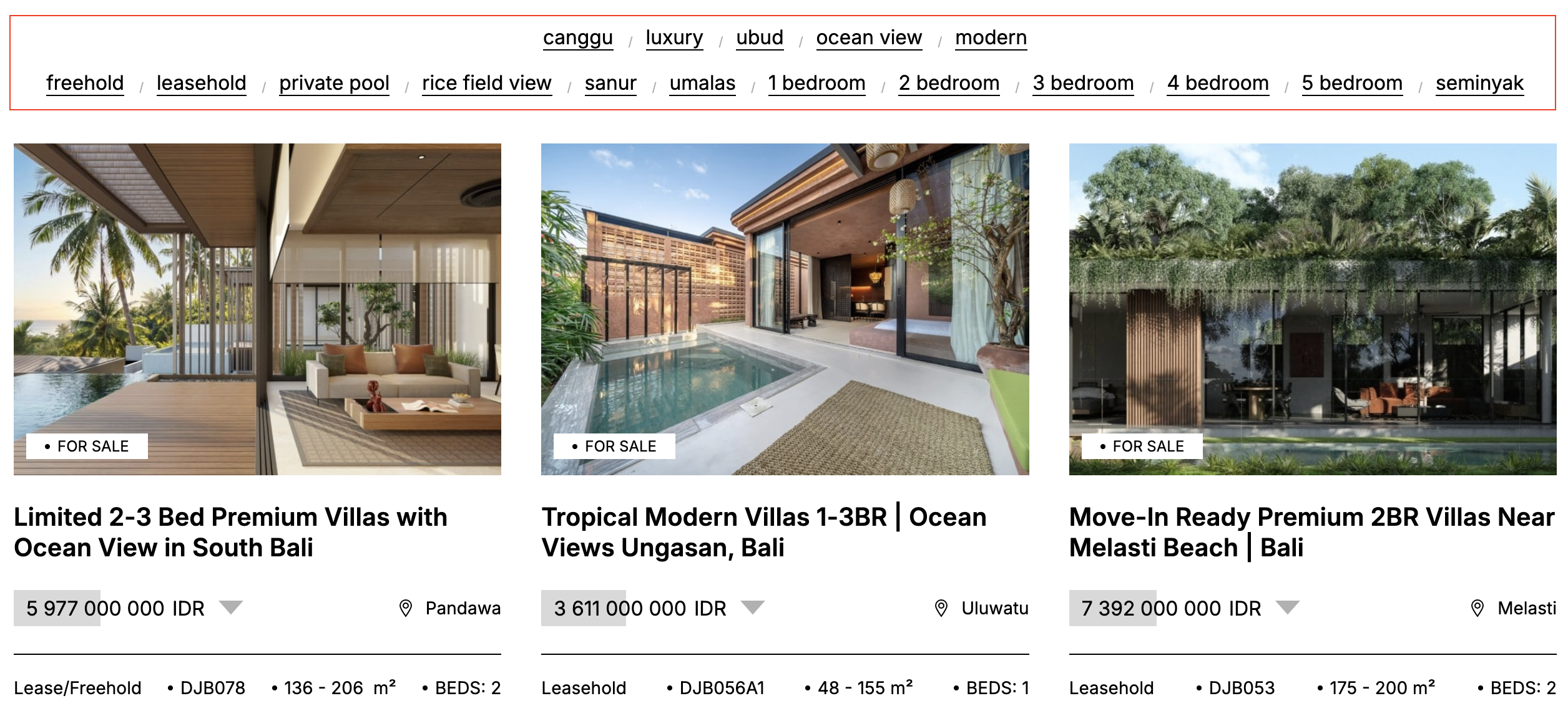 Tag system linking to narrower, lower-competition pages