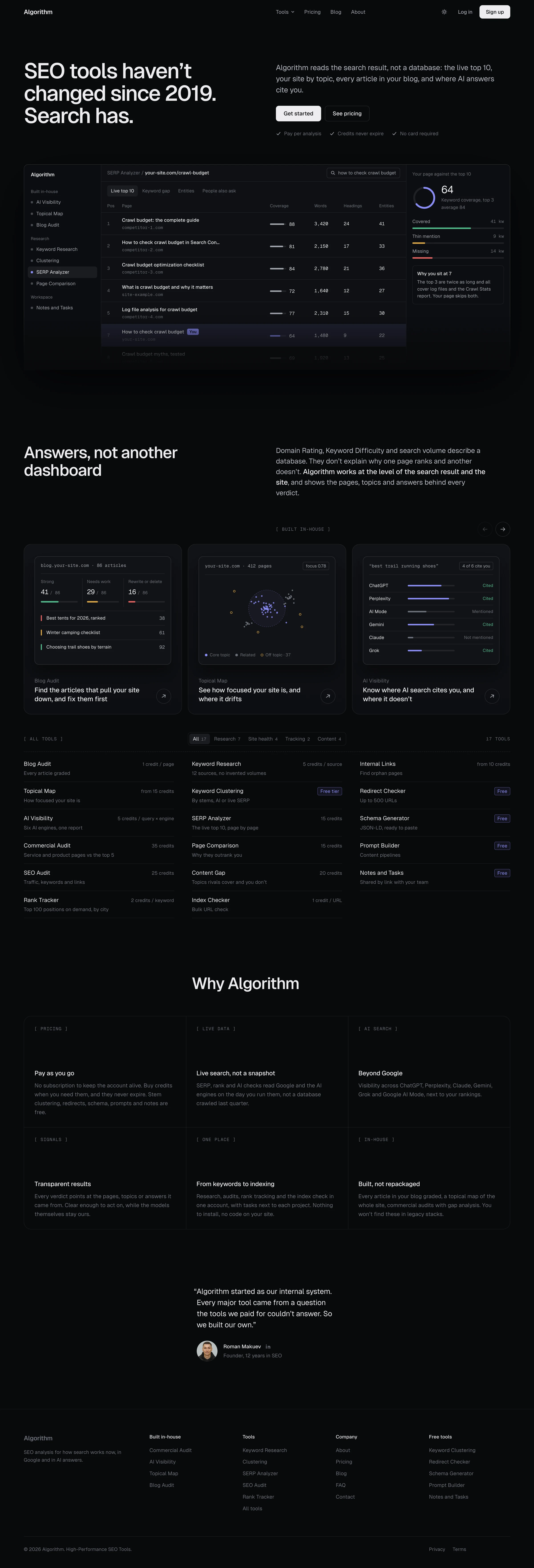 SEO Algorithm — homepage design